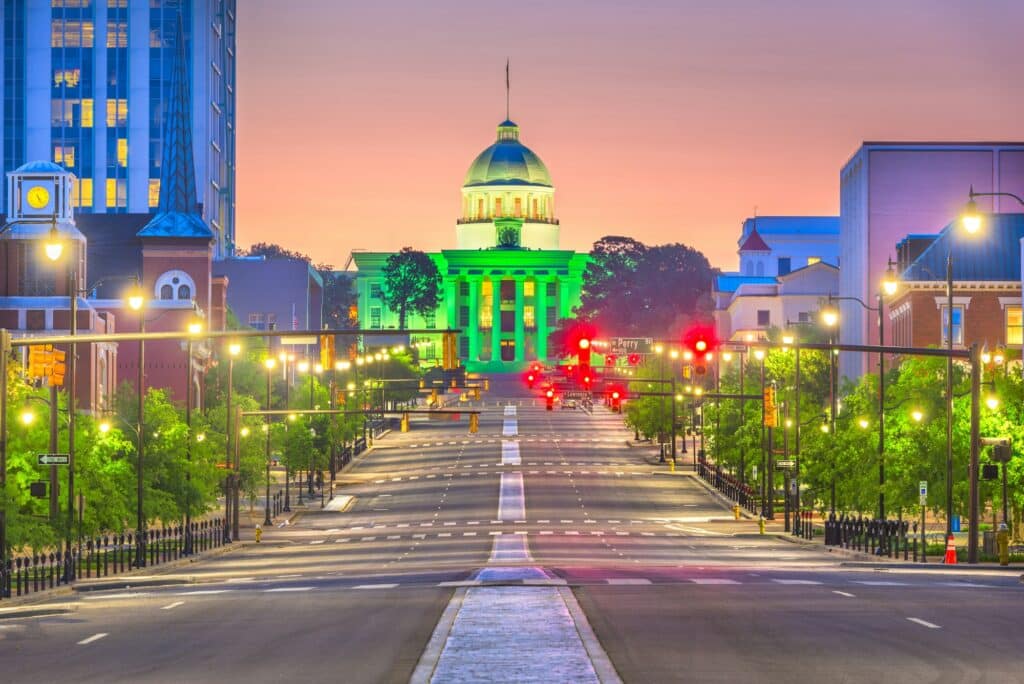 Montgomery, Alabama, USA with the State Capitol